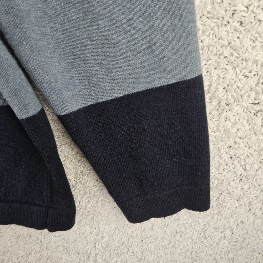 Banana Republic Wool Blend V Neck Striped Sweater Mens XL Large Navy Blue‎